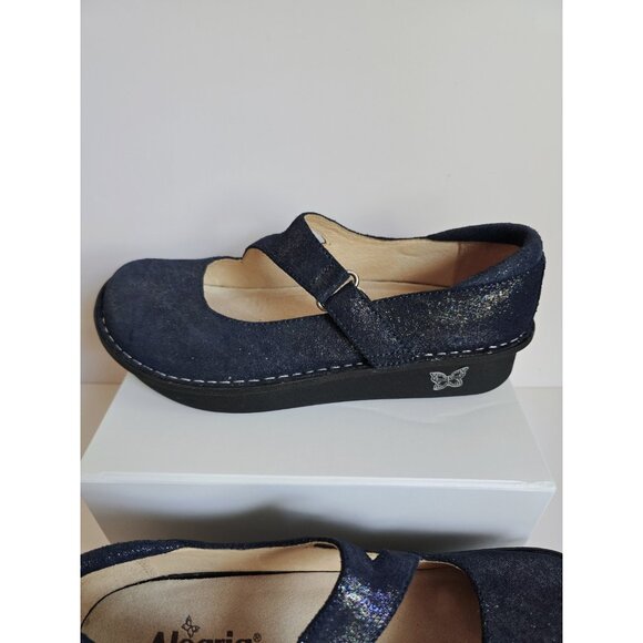Alegria Dayna Navy Blue Sparkle Glitter Leather Mary Jane Y2K 90s Shoes 38 8 8.5 - Picture 4 of 12